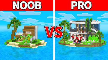 Mikey Family and JJ Family - NOOB vs PRO : Island House Build Challenge in Minecraft (Maizen)