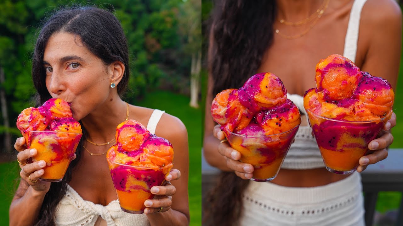Best Tropical Rainbow Sorbet 🍨🌈 Easy Raw Vegan Ice Cream Recipe 🍓🥭 Simple, Healthy, & Delicious!