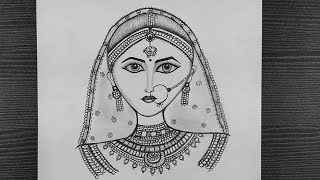 Beautiful Indian Bride Drawing || Dulhan Drawing || Indian Bride Face Sketch