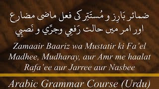 Lecture - 14-A: Zamaair Baariz wa Mustatir ki Fa'el e Madhee, Mudharay, aur Amr me Haalat (URDU)