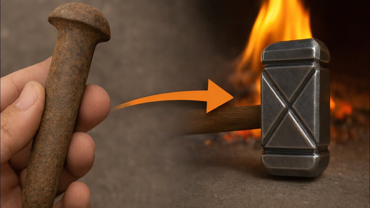 Forging a Mini Thor Hammer from a 50-Year-Old Rivet 🔥🔨 