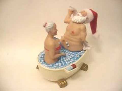 Mr. & Mrs. Santa Claus taking a bath