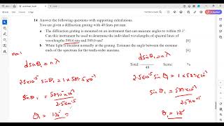 Diffraction Grating Questions A Levels Physics Lecture 60