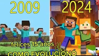 la evolución de Minecraft con el tiempo /2009/2024 15 años de Minecraft