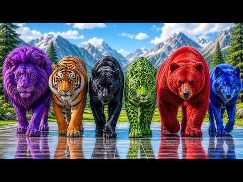 Long Slide Game with Dinosaur Lion Cow Hippopotamus Gorilla 3d Animal Game Funny 3d Animals
