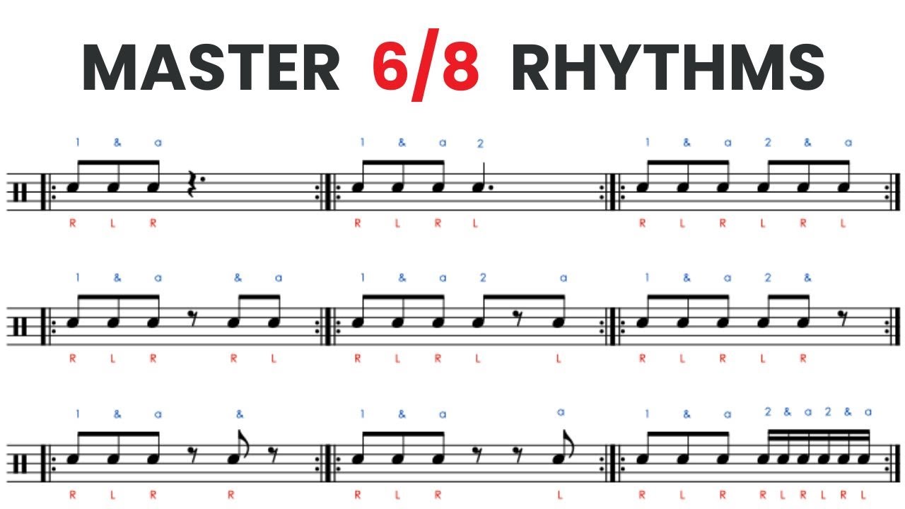 Learn All 6/8 Beginner Rhythm Combinations — With Sticking and Counting ...