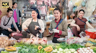 Local Cambodia Street Food Tour — Fresh Chicken, Fish & Fruits at Toul Tompong Market!
