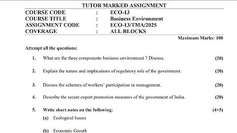 ECO-13 BBA Solved Assignment Valid 2025 | IGNOU BBA 4th Semester Solution January 2k25 Video
