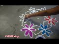 (5*3)చుక్కలతో వేసిన అందమైన పువ్వుల ముగ్గు 🌹//flower rangoli 🌹🌺🌹//traditional rangoli//Diwalirangoli