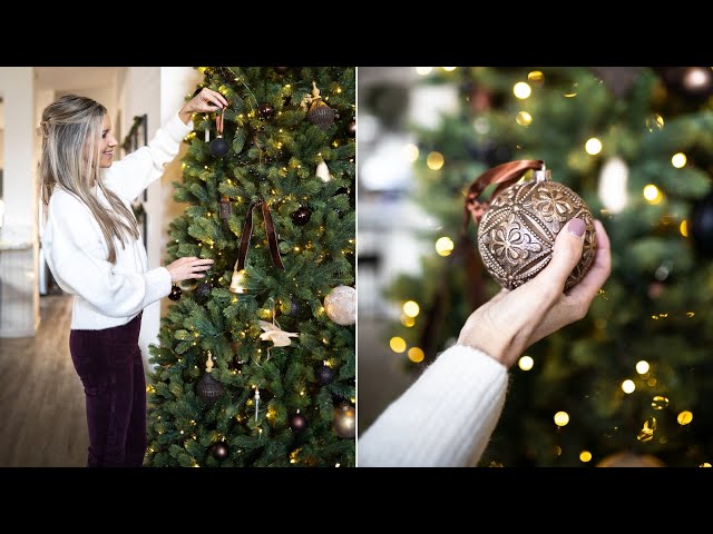 Leather Christmas tree decoration with bell hand crafted