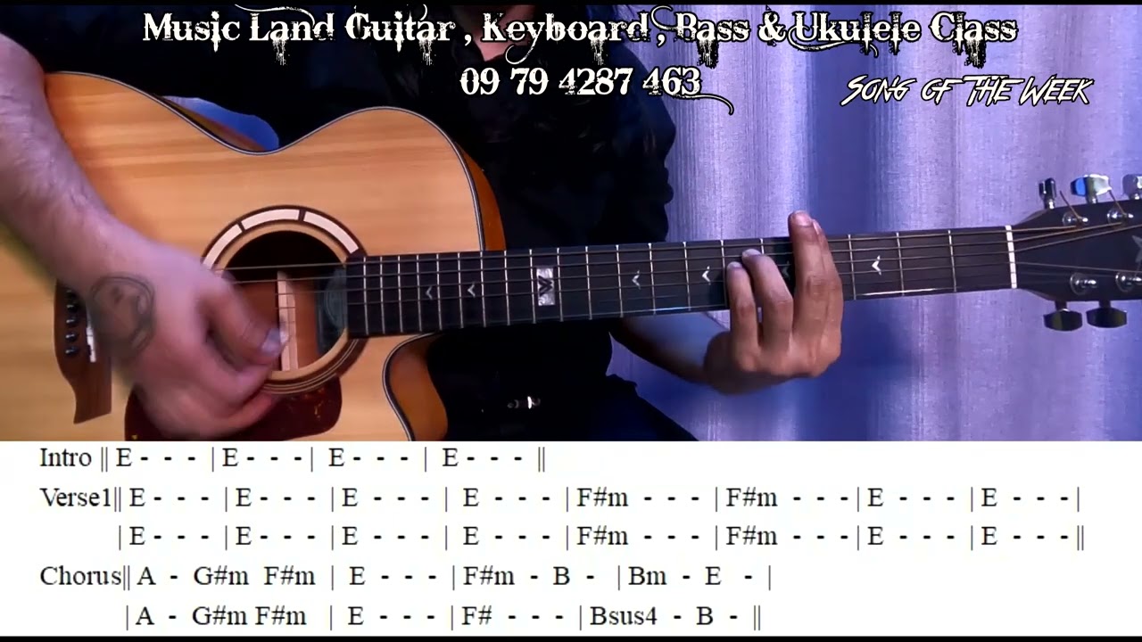 ဒုက္ခကိုဆေးဆိုးထားတယ် - ထူးအိမ်သင် (Guitar Tutorial with Screen Chord)