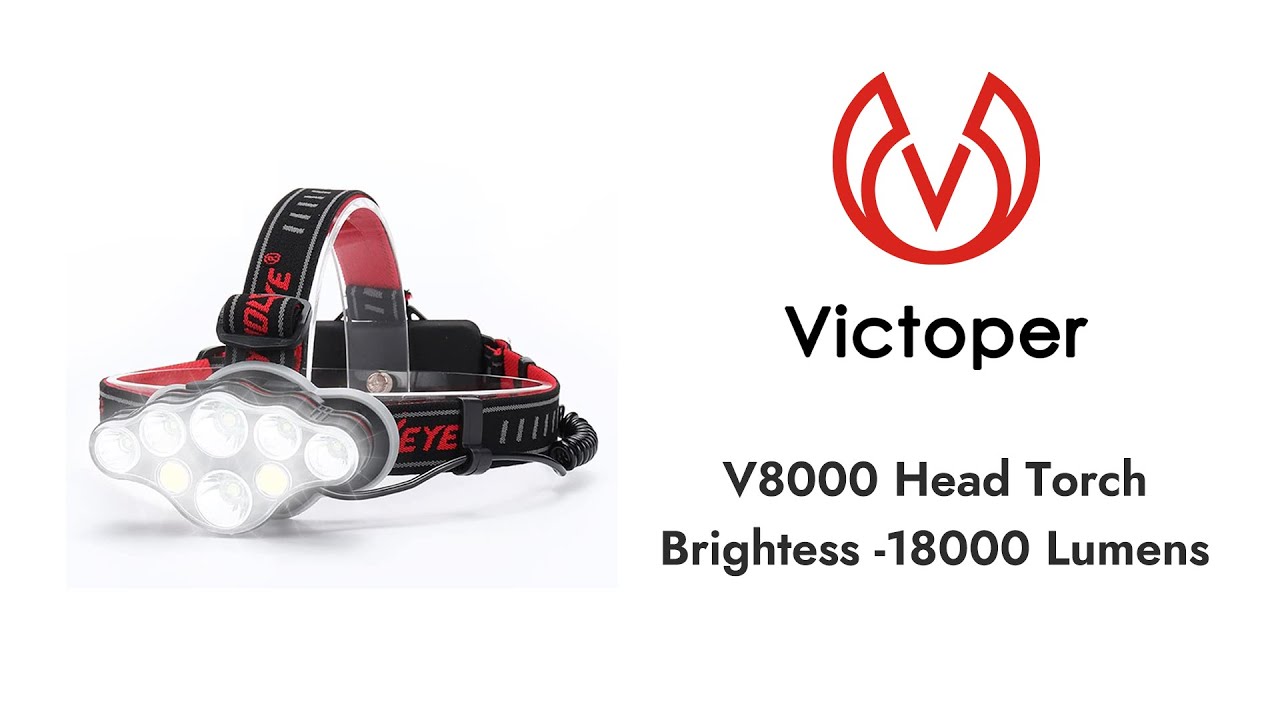 Victoper V8000 Super Bright Head Torch - 18000 Lumens - YouTube