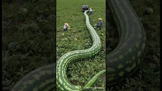 This unique LONG watermelon was grown by farmers #watermelon #farmer #fruit #fruit farming #farm