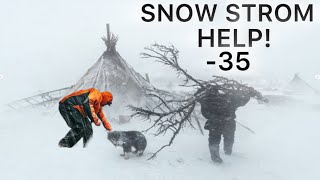 EXTREME !! -35° Solo Camping 4 Days | Snowstorm, Hot Tent Camping In A Blizzard | ASMR