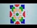 Rangoli with 10×10 dots | Easy rangoli |