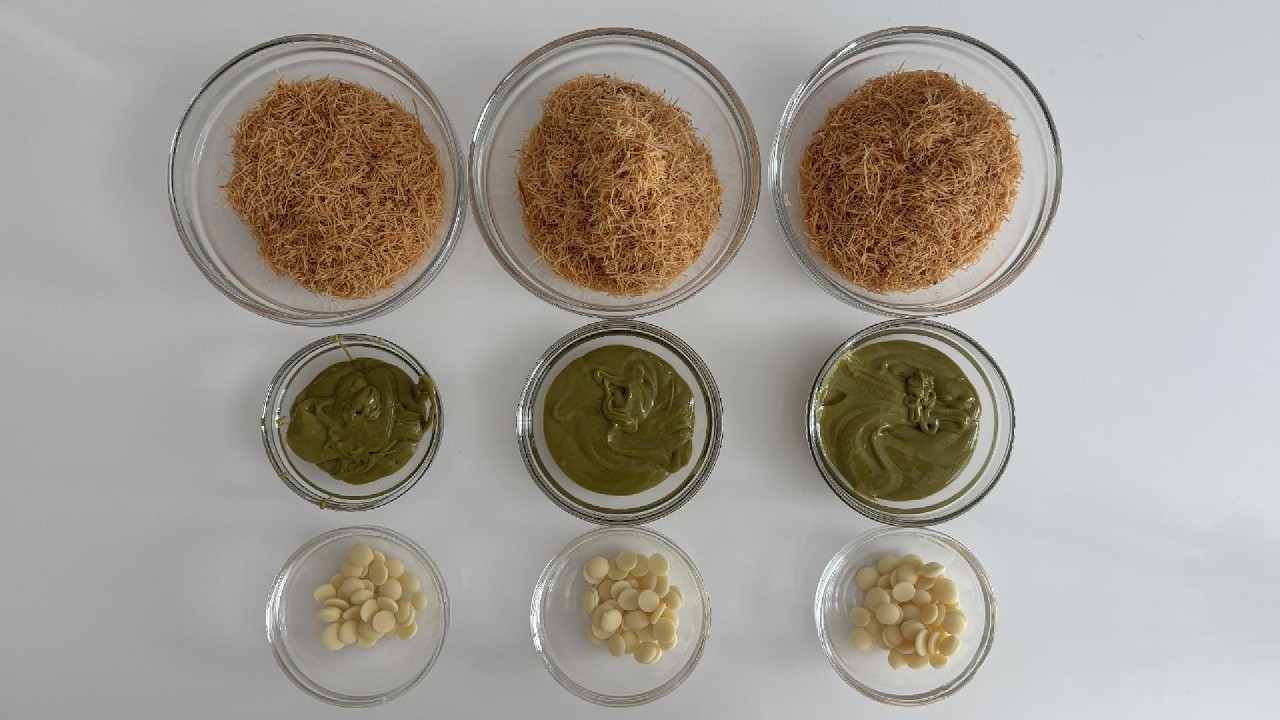 두바이 쫀득쿠키 / 카다이프 : 피스타치오 페이스트 비율 별 식감 비교