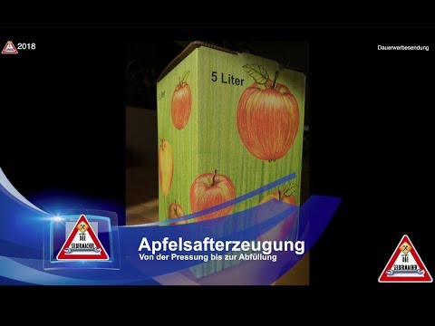 Apfelsaft pressen und haltbar machen Abfüllung in Bag in Box Beutel