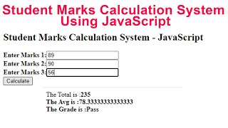 Student Marks Calculation System Using JavaScript