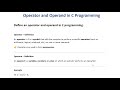 Operator and Operand in C Programming| Hindi + English |SPPU First Year | 2024 Pattern |Engineering