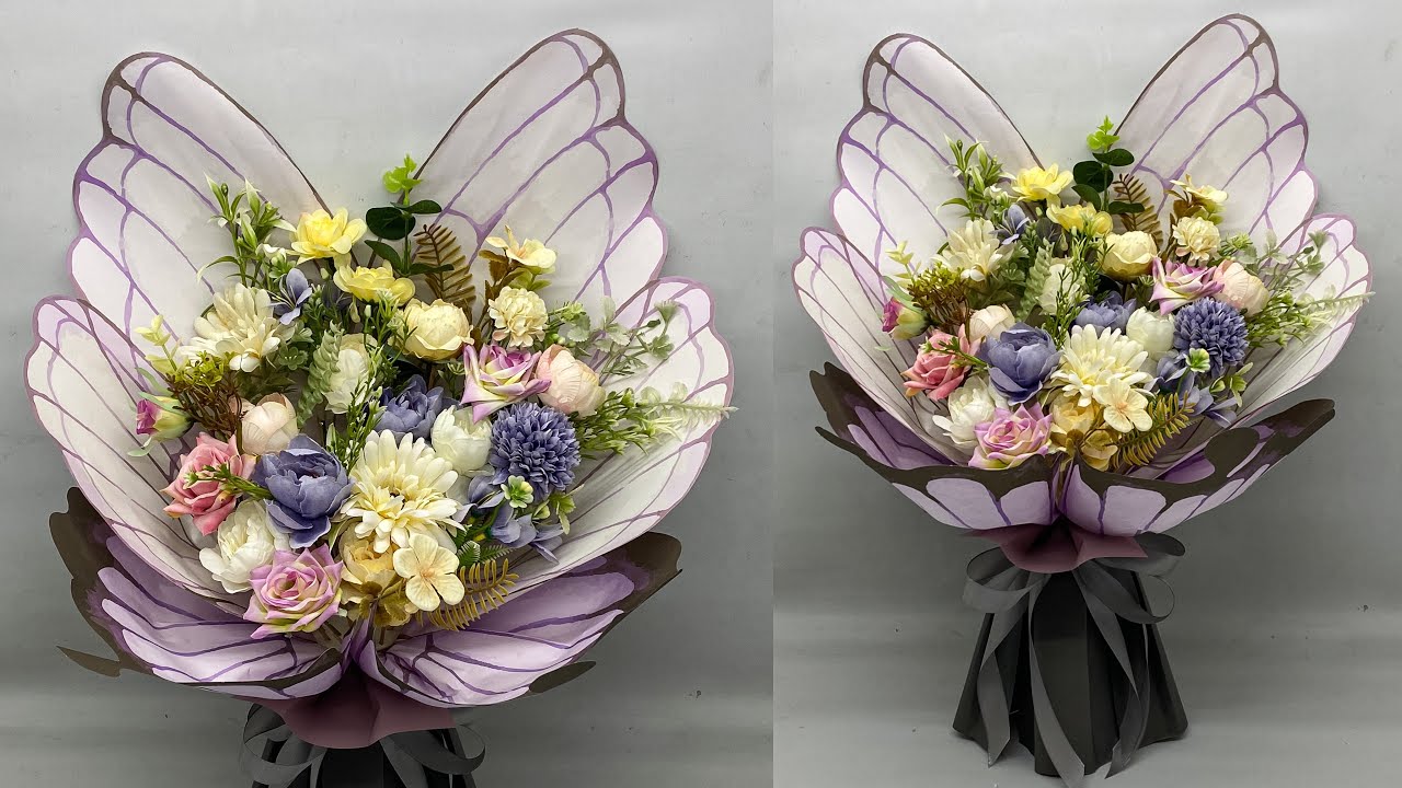 Сделай сам | Учебное пособие по упаковке букета бабочек | Простой букет цветовr
