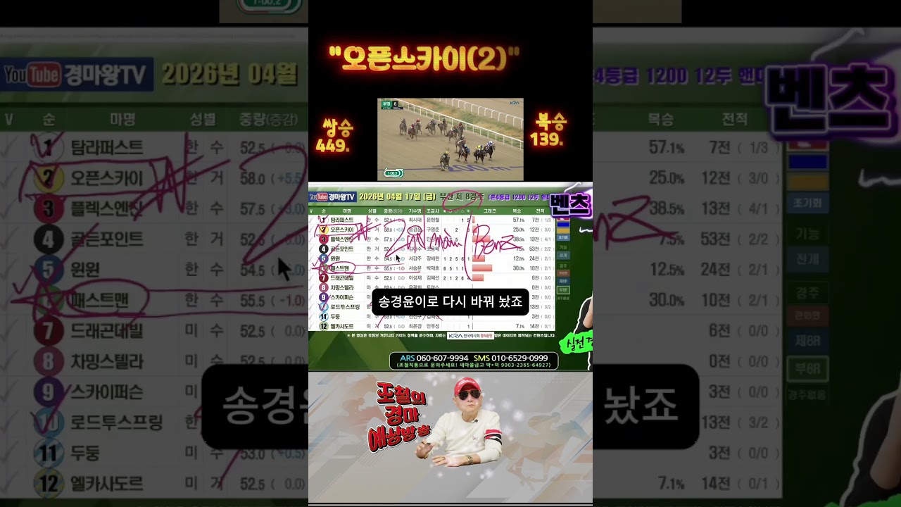 경마예상방송에서 복병마 그냥 까고 말했는데...결국...
