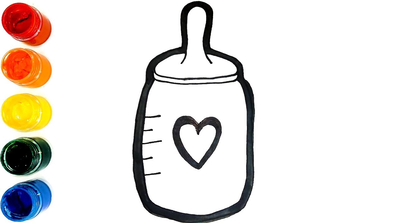 Раскраска и рисунок Детская бутылочка Рисунок детской бутылочки Раскраска, живопись