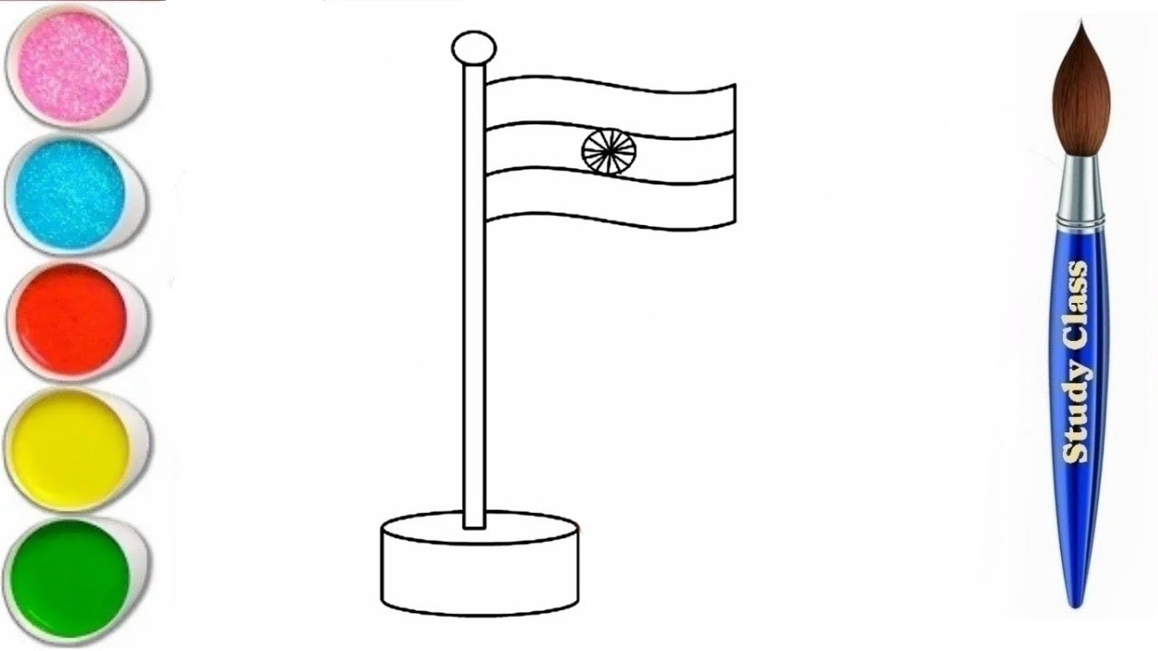 Simple Indian Flag Drawing | Flag Drawing Easy | How to draw National ...