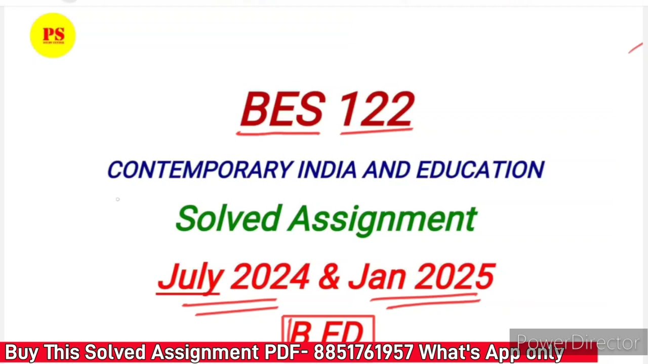 BES 122 Solved Assignment 2024-25 | BES 122 Handwritten Assignment 2025 in English | BES 122 B. ED