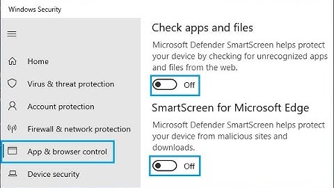 How to disable smart screen filter on windows 10 computer