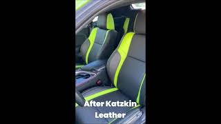 Custom Dodge Challenger Green Leather Seat Covers Before & After