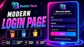 Create a Stunning Login Page Using HTML, CSS & JavaScript | Responsive UI Design Tutorial 🔥