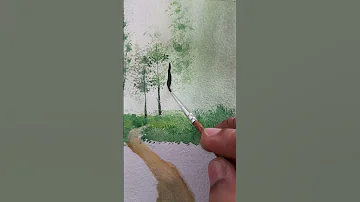 Acrylic Painting 🤍 Green Forest and Meadow Landscape #Painting 🎨🖌️ #Shortsfeed