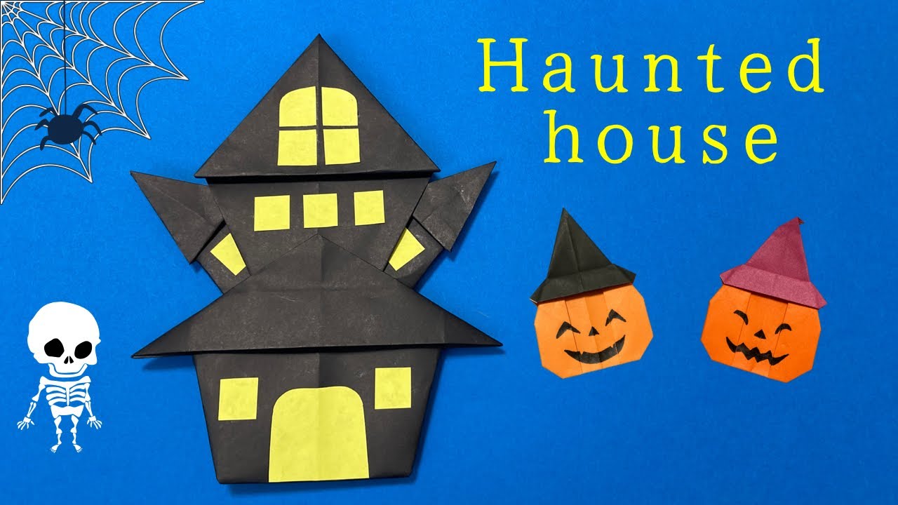 ハロウィン折り紙 おばけ屋敷の折り方 Origami Haunted House 簡単おりがみ Youtube