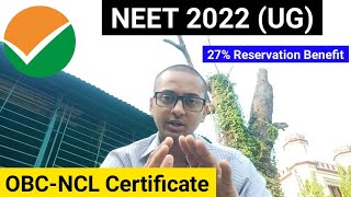 OBC Certificate for NEET 2022 Reservation for OBC in NEET 2022 OBC NCL Certificate for NEET #neet