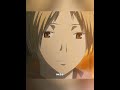 Natsume was shaping a rabbit out of snow.