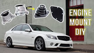 Easy DIY W204 C63 AMG Engine Mount Replacement + Poly Upgrades with Comparison.