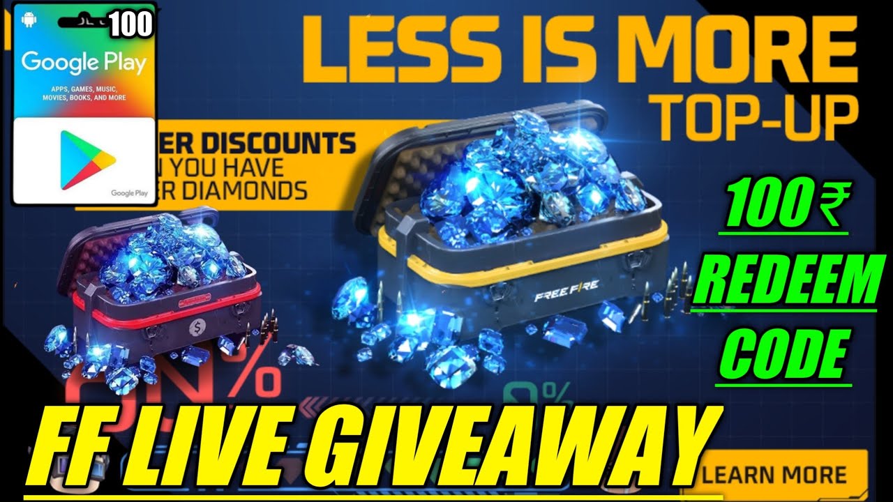 FREE FIRE LIVE GIVEAWAY REDEEM CODE FF LIVE GIVEAWAY DIAMOND CUSTOM ...