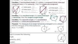 Inscribed Angles Notes