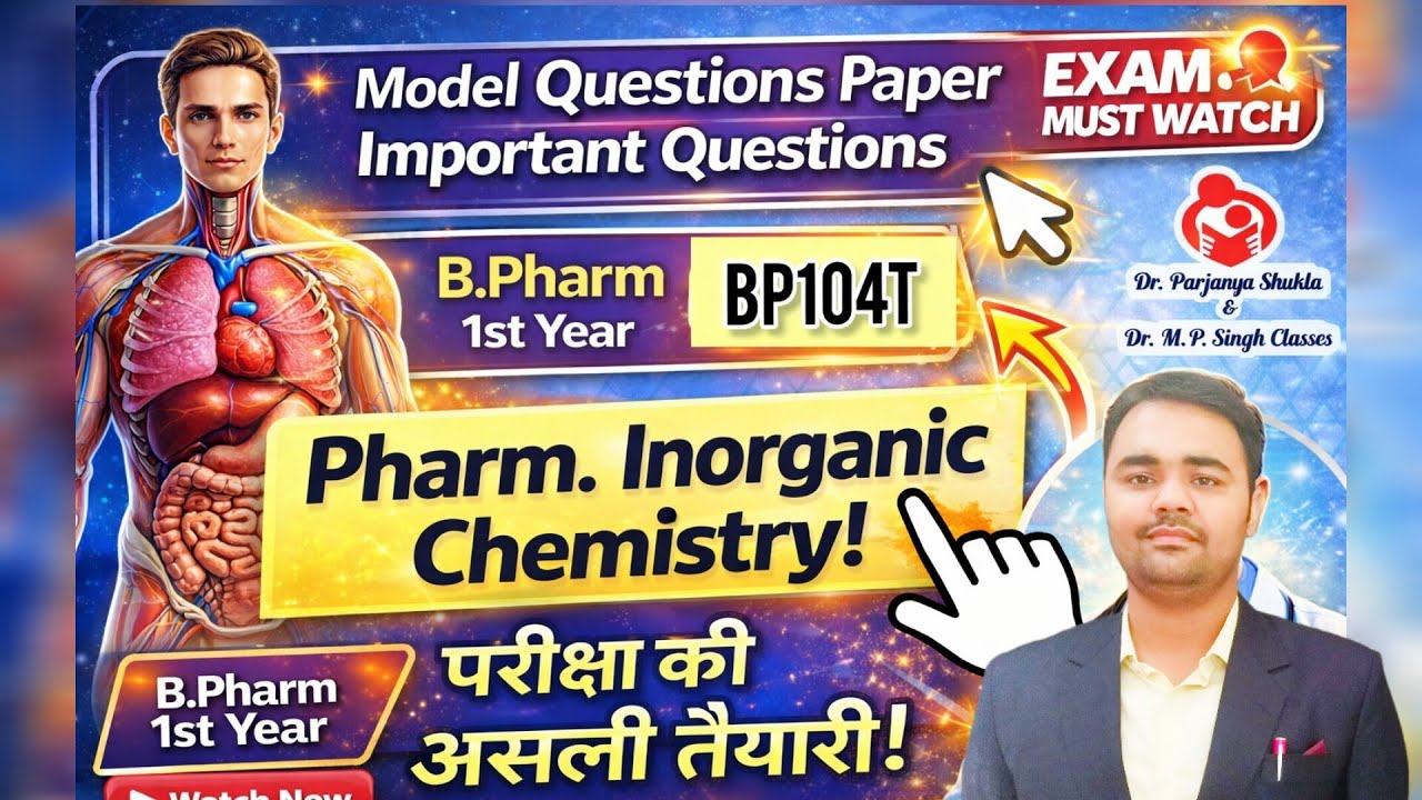 Model Question Paper of Pharmaceutical Inorganic Chemistry| Important Questions 2025-26 | BP104T |