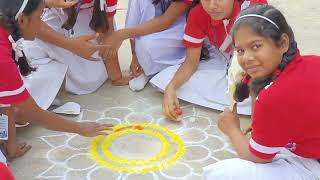 Holy family school, Bansitiker // Inter house rangoli competition 2022 .