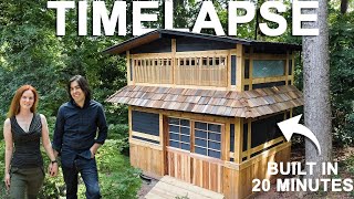 TIMELAPSE - Couple Builds a DIY Japanese Shed!