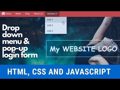 Make a drop down navbar with popup login form using html, css and JavaScript