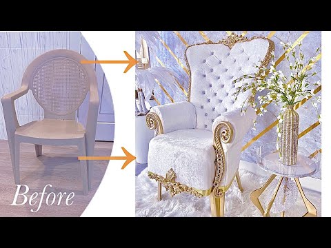 SEE HOW TURNED A PLASTIC CHAIR INTO A THRONE CHAIR DIY CHAIR ON A BUDGET!