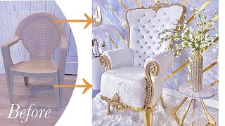SEE HOW I TURNED A PLASTIC CHAIR INTO A THRONE CHAIR | DIY CHAIR ON A BUDGET!