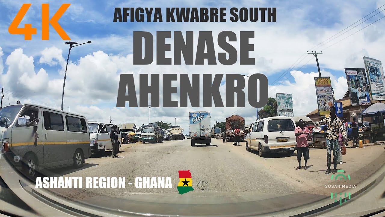 Ahenkro Drive From Denase Akom in the Afigya Kwabre South Ashanti Region Ghana 4K