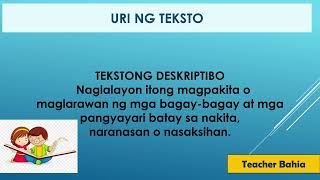 Uri ng Teksto at Paksa ng Teksto Pagbasa at Pagsusuri Uri ng Teksto at Paksa ng Teksto Pagbasa at Pagsusuri
