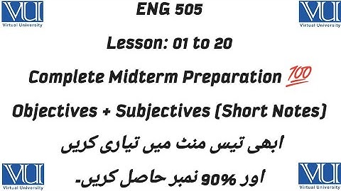 ENG 505 Midterm Preparation 2024 / Vu Midterm Preparation / Most Important Questions / Correct 💯