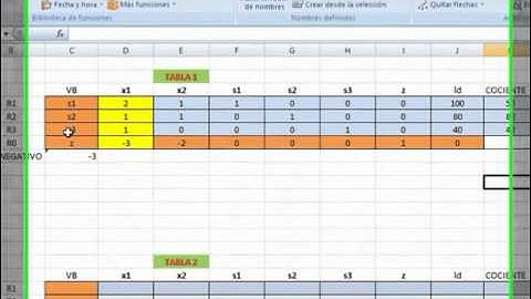 Simplex con Excel (1/2)