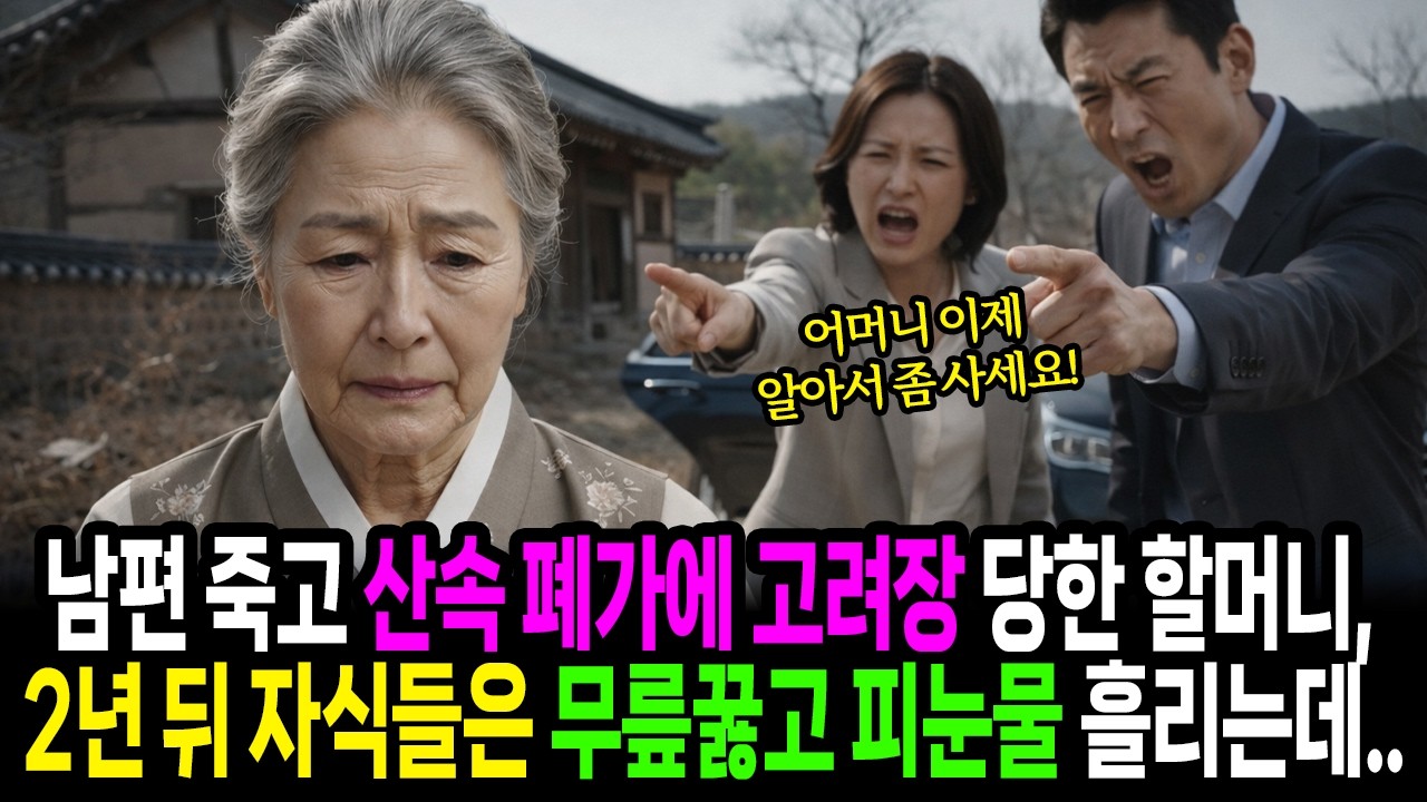 남편 죽고 산속 폐가에 고려장 당한 할머니, 2년 뒤 패륜 자식들은 무릎꿇고 피눈물 흘리는데... #오디오북 #감동이야기 #감동사연 #유튜브사연