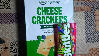 Amazon White Cheddar Cheese Sour Skittles Wild Berry Sour Melon Berry,Raspberry Sandwich Crackers 